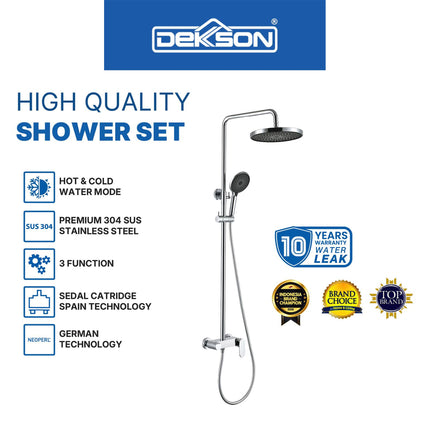 Shower Tiang Set Dekkson SS 8318-3 Keran Shower Mixer Air Panas Dingin