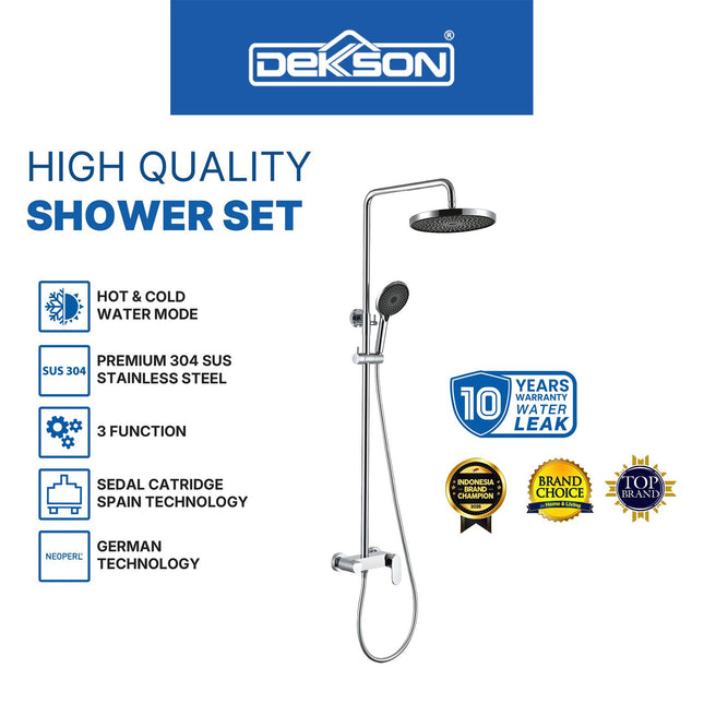 Shower Tiang Set Dekkson SS 8318-3 Keran Shower Mixer Air Panas Dingin