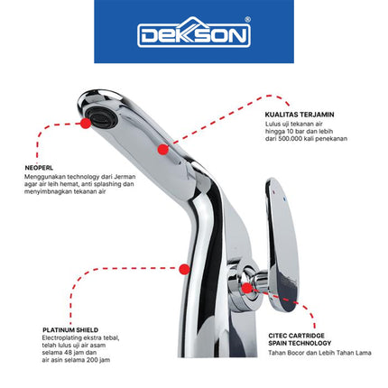Basin Mixer Dekkson BM 1106 Keran Wastafel Panas Dingin Hot Cold Chrome Gunmetal Black Gold