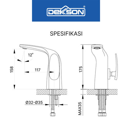Basin Mixer Dekkson BM 1106 Keran Wastafel Panas Dingin Hot Cold Chrome Gunmetal Black Gold