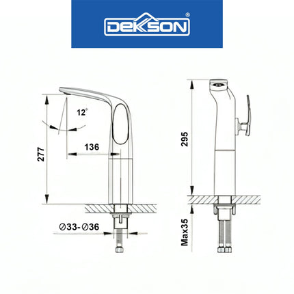 Basin Mixer Dekkson BM 1107L Keran Air Panas Dingin Wastafel Cuci Tangan Faucet Mixer Hot And Cold Water Basin Tap Chrome BM1107L
