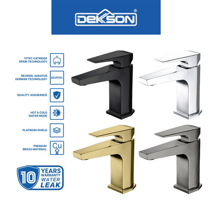 Basin Mixer Dekkson BM 1848 Premium Brass Keran Wastafel Mixer Faucet Panas Dingin Mixer Hot & Cold Water Tap Faucet Basin Chrome Black Gunmetal Gold