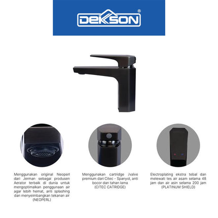Basin Mixer Dekkson BM 1848 Premium Brass Keran Wastafel Mixer Faucet Panas Dingin Mixer Hot & Cold Water Tap Faucet Basin Chrome Black Gunmetal Gold