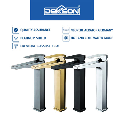 Basin Mixer Dekkson BM 1849L Premium Brass Keran Wastafel Mix Panas Dingin Cuci Tangan Brass Faucet Mixer Cold &amp; Hot Water Long Neck