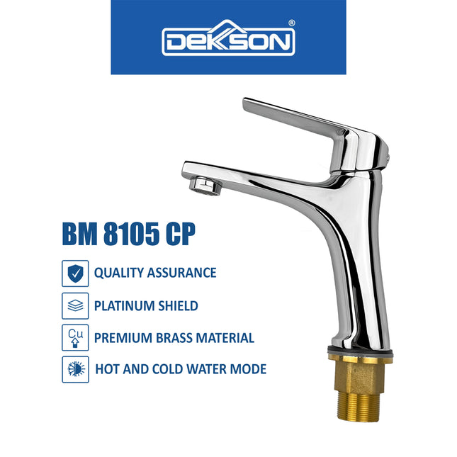 Basin Mixer Dekkson BM 8105 CP Mix Cold And Hot Water Brass Faucet Tap Keran Air Panas Dingin Wastafel Chrome Polished