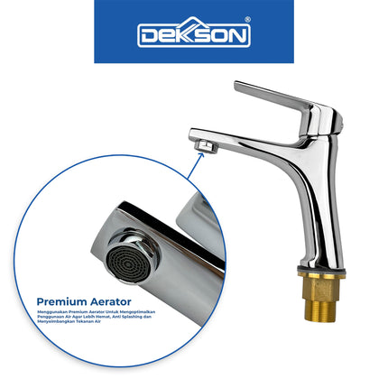 Basin Mixer Dekkson BM 8105 CP Mix Cold And Hot Water Brass Faucet Tap Keran Air Panas Dingin Wastafel Chrome Polished