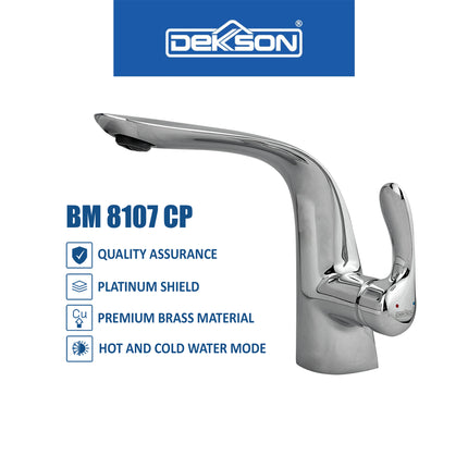 Basin Mixer Dekkson BM 8107 CP Keran Wastafel Mixer Hot And Cold Brass Tap Faucet Panas Dingin Cuci Tangan Kuningan Chrome Polished