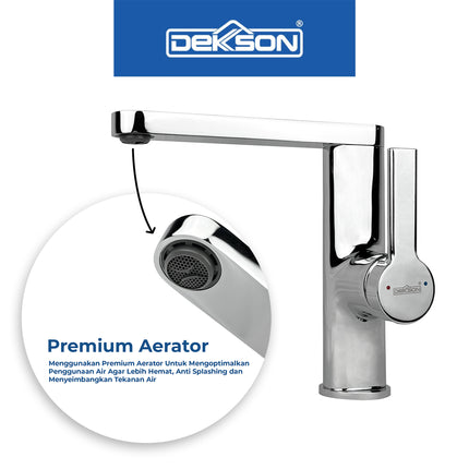 Basin Mixer Dekkson BM 8108 CP Brass Tap Faucet Mix Hot And Cold Keran Faucet Air Panas Dingin Wastafel Cuci Tangan Chrome Polished Kuningan