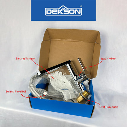Basin Mixer Dekkson BM 8108 CP Brass Tap Faucet Mix Hot And Cold Keran Faucet Air Panas Dingin Wastafel Cuci Tangan Chrome Polished Kuningan