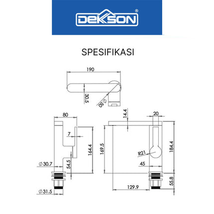 Basin Mixer Dekkson BM 8108 CP Brass Tap Faucet Mix Hot And Cold Keran Faucet Air Panas Dingin Wastafel Cuci Tangan Chrome Polished Kuningan