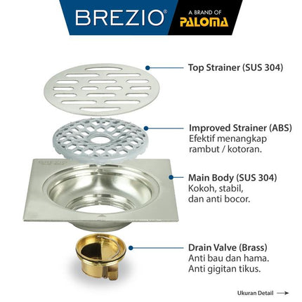 BREZIO Floor Drain Strainer Saringan Got Kamar Mandi Anti Bau FDBZ 17 Series