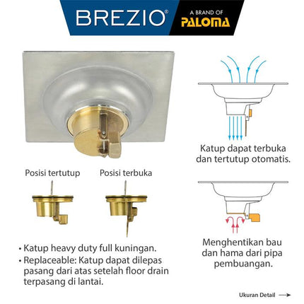 BREZIO Floor Drain Strainer Saringan Got Kamar Mandi Anti Bau FDBZ 17 Series