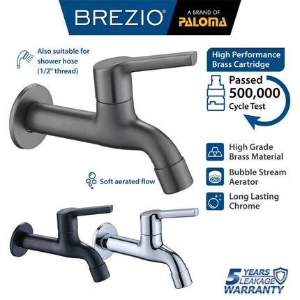 BREZIO Keran Bak Mandi Tembok Kran Air Dinding Brass Kuningan Chrome Silver Grey Abu Black Hitam Gunmetal Gun Metal FCBZ 7172 FCBZ 7272 FCBZ 7372