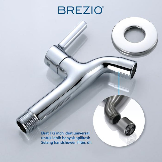 BREZIO Keran Bak Mandi Tembok Kran Air Dinding Brass Kuningan Chrome Silver Grey Abu Black Hitam Gunmetal Gun Metal FCBZ 7172 FCBZ 7272 FCBZ 7372