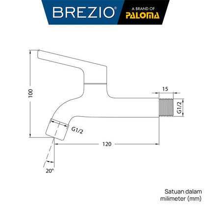 BREZIO Keran Bak Mandi Tembok Kran Air Dinding Brass Kuningan Chrome Silver Grey Abu Black Hitam Gunmetal Gun Metal FCBZ 7172 FCBZ 7272 FCBZ 7372