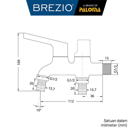 BREZIO Keran Cabang Mesin Cuci Keran Cabang Mesin Cuci Double Tembok Kran Air Brass Kuningan Chrome Silver Grey Abu Black Hitam Gunmetal Gun Metal FCBZ 7175 FCBZ 7275 FCBZ 7375