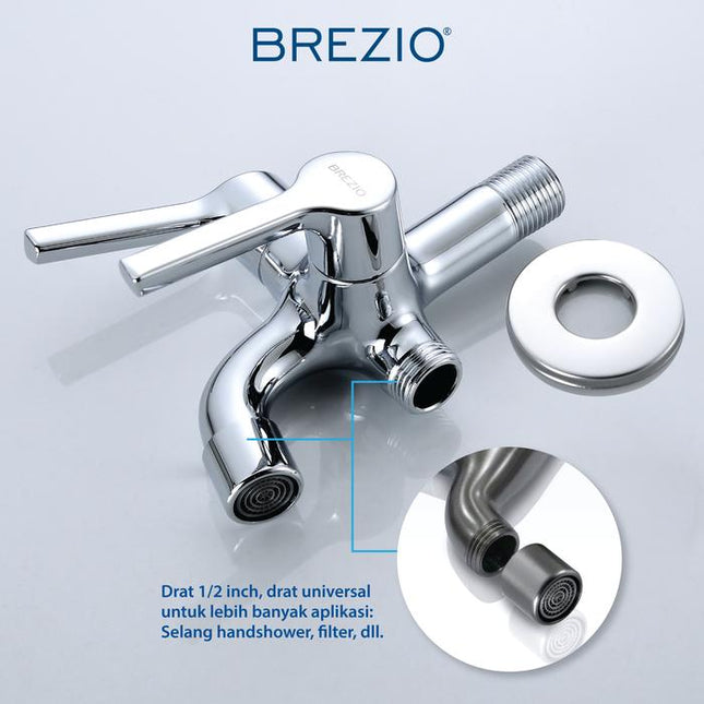BREZIO Keran Cabang Shower Bak Mandi Tembok Kran Air Brass Kuningan Chrome Krom Black Hitam Gunmetal Gun Metal FCBZ 7176 FCBZ 7276 FCBZ 7376