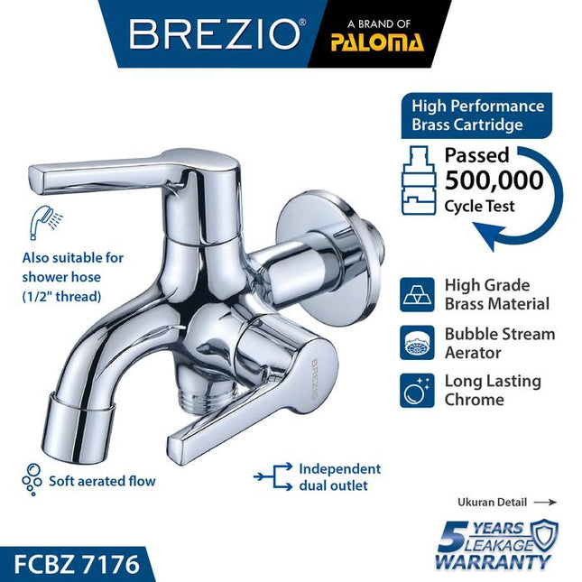 BREZIO Keran Cabang Shower Bak Mandi Tembok Kran Air Brass Kuningan Chrome Krom Black Hitam Gunmetal Gun Metal FCBZ 7176 FCBZ 7276 FCBZ 7376