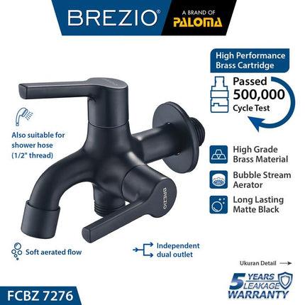 BREZIO Keran Cabang Shower Bak Mandi Tembok Kran Air Brass Kuningan Chrome Krom Black Hitam Gunmetal Gun Metal FCBZ 7176 FCBZ 7276 FCBZ 7376
