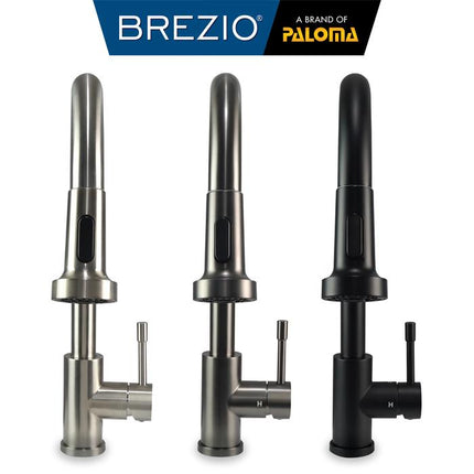 BREZIO Keran Dapur Cuci Piring Fleksibel Tarik Kran Air Sink Flexible Pull Out Down Mixer Panas Dingin Stainless Black Gunmetal Gun Metal Grey Gold Hitam Abu Emas FCBZ 8151 8161