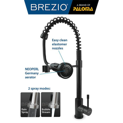 BREZIO Keran Dapur Cuci Piring Fleksibel Tarik Kran Air Sink Flexible Pull Out Down Mixer Panas Dingin Stainless Black Gunmetal Gun Metal Grey Gold Hitam Abu Emas FCBZ 8153 8163