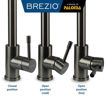 BREZIO Keran Dapur Cuci Piring Fleksibel Tarik Kran Air Sink Flexible Pull Out Down Mixer Panas Dingin Stainless Black Gunmetal Gun Metal Grey Gold Hitam Abu Emas FCBZ 8153 8163