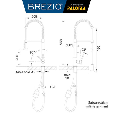 BREZIO Keran Dapur Cuci Piring Fleksibel Tarik Kran Air Sink Flexible Pull Out Down Mixer Panas Dingin Stainless Black Gunmetal Gun Metal Grey Gold Hitam Abu Emas FCBZ 8153 8163