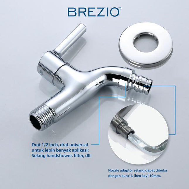 BREZIO Keran Mesin Cuci Selang Taman Dinding Tembok Kran Air Brass Kuningan Chrome Krom Grey Abu Black Hitam Gunmetal Gun Metal FCBZ 7173 FCBZ 7273 FCBZ 7373