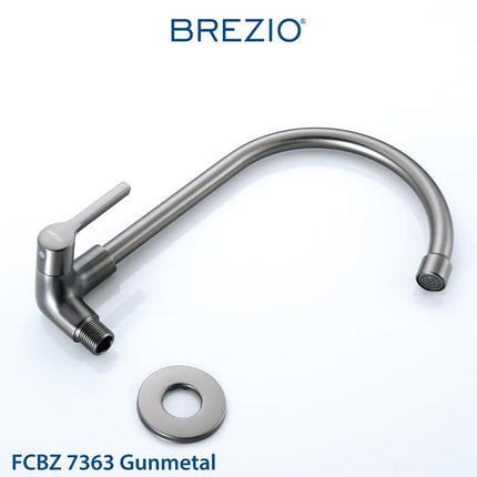 BREZIO Keran Sink Angsa Cuci Piring Dapur Tembok Kran Air Black Hitam Wastafel Brass Kuningan Chrome Silver Grey Abu Black Hitam Gunmetal Gun Metal FCBZ 7163 FCBZ 7263 FCBZ 7363
