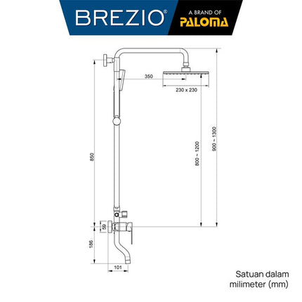 BREZIO Shower Tiang Set Column Keran Mandi Kran Air Panas Dingin Faucet Bathtub Bath Shower Mixer Hot Cold Kamar Mandi Bathroom Chrome Krom Silver Grey Abu Black Hitam Gunmetal Gun Metal FCBZ 1703 FCBZ 1703GM FCBZ 1903