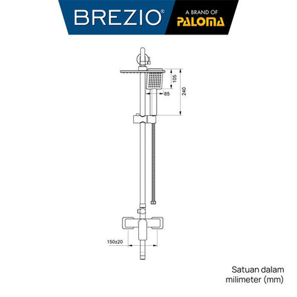 BREZIO Shower Tiang Set Column Keran Mandi Kran Air Panas Dingin Faucet Bathtub Bath Shower Mixer Hot Cold Kamar Mandi Bathroom Chrome Krom Silver Grey Abu Black Hitam Gunmetal Gun Metal FCBZ 1703 FCBZ 1703GM FCBZ 1903