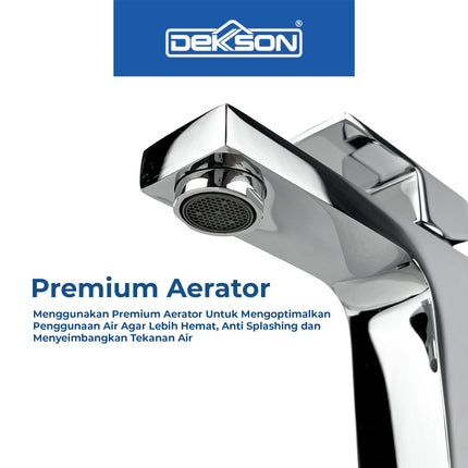 Basin Tap Dekkson BT 1809 BR CP Keran Washtafel Lever Basin Sink Tap Faucet Air Tuas Naik Turun Kran Air Cuci Tangan Engkol Kuningan Kilap Brass Wash Tap