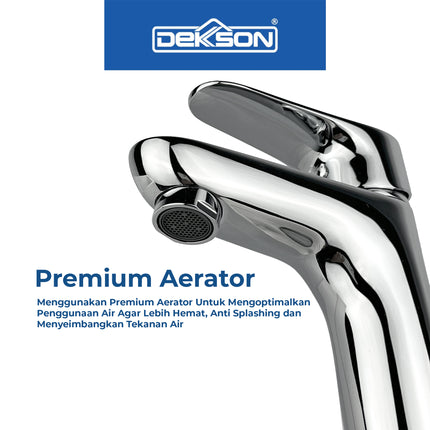 Basin Tap Dekkson BT 5118 BR CP Keran Washtafel Lever Basin Sink Tap Kran Air Tuas Naik Turun Cuci Tangan Engkol Kuningan Kilap