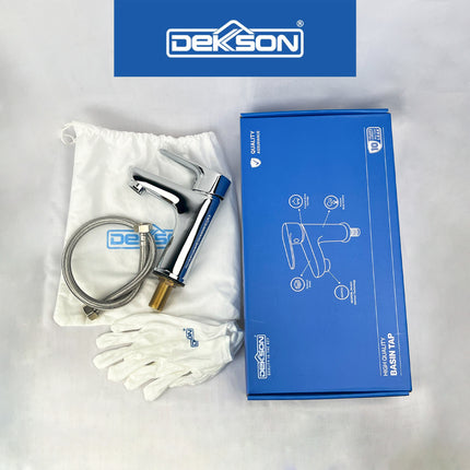 Basin Tap Dekkson BT 5118 BR CP Keran Washtafel Lever Basin Sink Tap Kran Air Tuas Naik Turun Cuci Tangan Engkol Kuningan Kilap