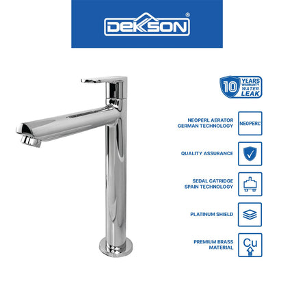 Basin Tap DEKKSON BT 8132L Keran Wastafel AURORA Basin Sink Tap Single Lever Long Brass Faucet Tap Chrome Kran Air Panjang Kuningan