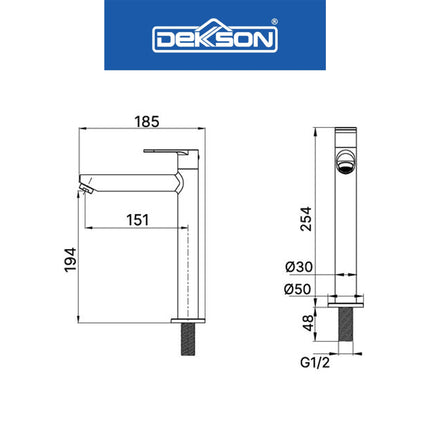 Basin Tap DEKKSON BT 8132L Keran Wastafel AURORA Basin Sink Tap Single Lever Long Brass Faucet Tap Chrome Kran Air Panjang Kuningan