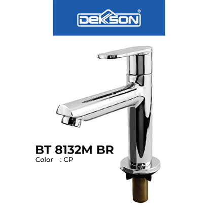 Basin Tap Dekkson BT 8132M BR CP Single Lever Sink Faucet Tap Brass Chrome Keran Air Wastafel Cuci Tangan Kuningan Krom Mengkilap
