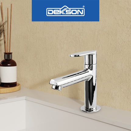 Basin Tap Dekkson BT 8132M BR CP Single Lever Sink Faucet Tap Brass Chrome Keran Air Wastafel Cuci Tangan Kuningan Krom Mengkilap