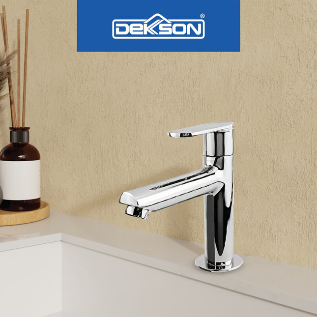 Basin Tap Dekkson BT 8132M BR CP Single Lever Sink Faucet Tap Brass Chrome Keran Air Wastafel Cuci Tangan Kuningan Krom Mengkilap