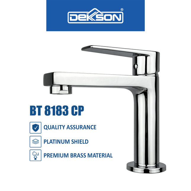 Basin Tap Dekkson BT 8183 BR CP Keran Wastafel Lever Basin Sink Tap Faucet Kran Air Tuas Naik Turun Cuci Tangan Engkol Kuningan Kilap Lever Brass Wash Tap