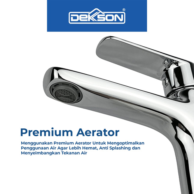 Basin Tap Dekkson BT 8184 BR CP Keran Washtafel Lever Basin Sink Tap Kran Air Tuas Naik Turun Cuci Tangan Engkol Kuningan Kilap