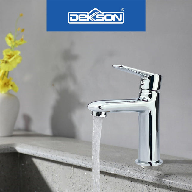 Basin Tap Dekkson BT 8807 BR CP Keran Washtafel Lever Basin Sink Tap Faucet Keran Air Tuas Naik Turun Kran Cuci Tangan Engkol Kuningan Kilap Lever Brass Wash Tap