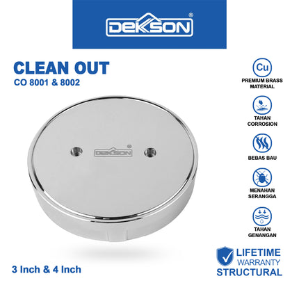Clean Out Dekkson CO 8001 8002 BR CP Tutup Saluran Air 3'' 4'' Tutup Bak Control Septic Tank Kuningan 3INCH &amp; 4INCH
