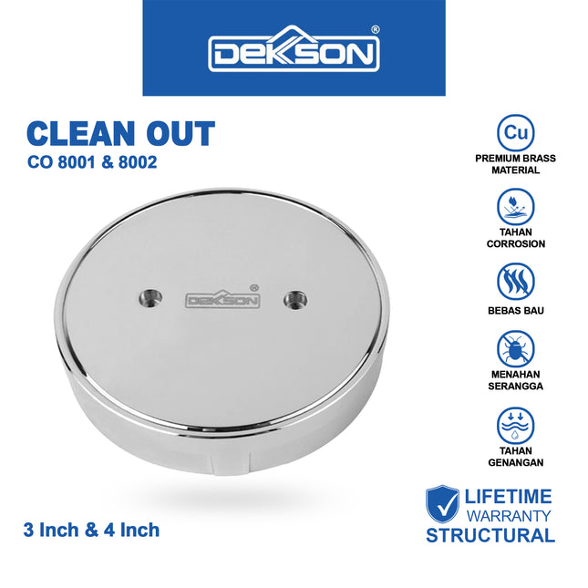Clean Out Dekkson CO 8001 8002 BR CP Tutup Saluran Air 3'' 4'' Tutup Bak Control Septic Tank Kuningan 3INCH &amp; 4INCH