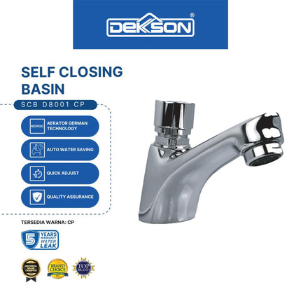 Basin Tap Dekkson SCB D8001 Self Closing Push Button Keran Otomatis Chrome Plated