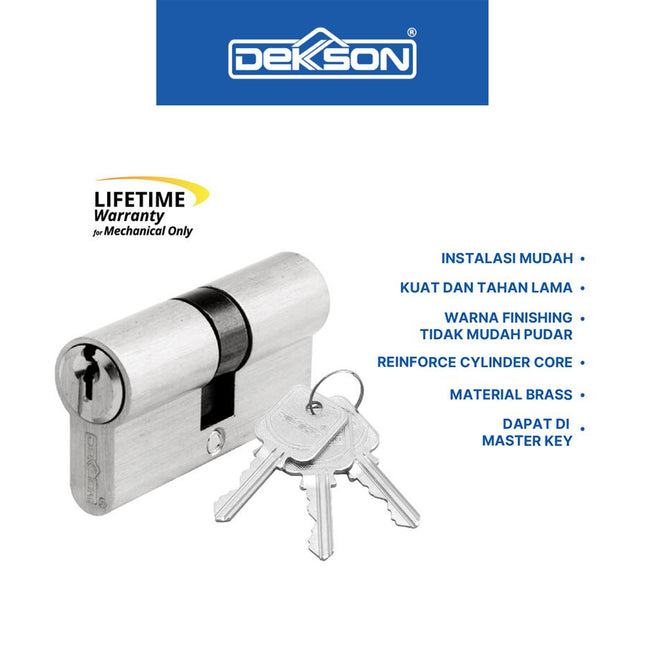Double Cylinder Kunci Dekson Dekkson CYL DC DL 60MM SN Silinder Kunci Pintu