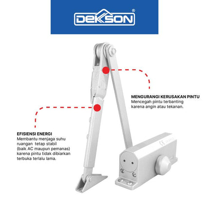 DEKKSON Door Closer Penutup Pintu Otomatis DCL 300 H0 - Hold Open Hitam Silver Coklat Putih