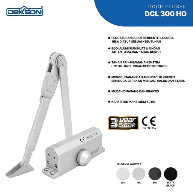 DEKKSON Door Closer Penutup Pintu Otomatis DCL 300 H0 - Hold Open Hitam Silver Coklat Putih
