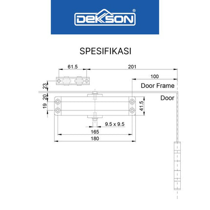 DEKKSON Door Closer Penutup Pintu Otomatis DCL 300 H0 - Hold Open Hitam Silver Coklat Putih