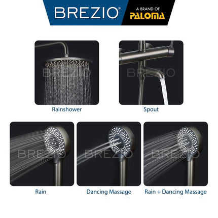 BREZIO Shower Tiang Set Column Keran Mandi Kran Air Panas Dingin Faucet Bathtub Bath Shower Mixer Hot Cold Kamar Mandi Bathroom Chrome Krom Silver Gunmetal Grey Abu Matte Black Hitam Brushed Gold Emas FCBZ 2103 2103CP 2103GM 2103MB 2103BG